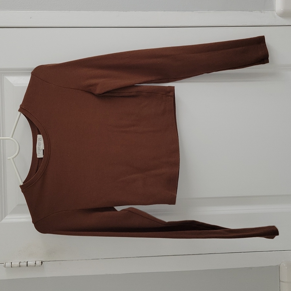 Forever 21 brown long sleeve crop top
